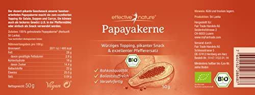 effective nature - Papayakerne - 50 g - Bio und in Rohkostqualität - Schonend verarbeitet - Als Gewürz und Snack - Ohne Zusätze - 6
