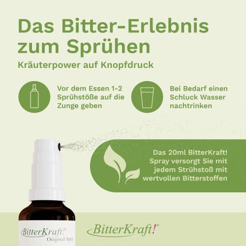 BitterKraft! Original BIO Bitterstoffe Tropfen nach Hildegard von Bingen – Bittertropfen aus 9 erlesenen Bitterkräutern – 100% Natur ohne Zusatzstoffe & vegan – Made in Germany (20 ml Bitterspray) - 3
