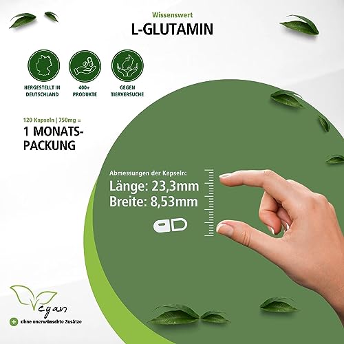 Fairvital | L-Glutamin Kapseln 750mg – HOCHDOSIERT – VEGAN – 120 Kapseln – freie Form der Aminosäure - 4