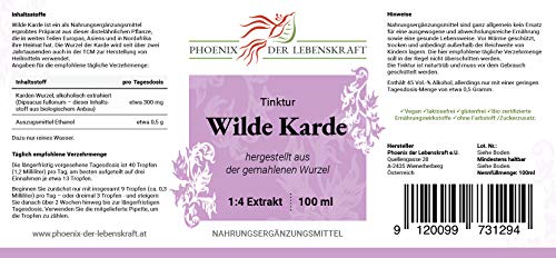 Wilde Karde Tinktur, Tinktur mit Extraktverhältnis 1:4, Premium Qualität, Hergestellt in Österreich, Nahrungsergänzungsmittel, Vegan - 2